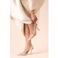 Dorothy Perkins Bonita Embellished Slingback High Stiletto Heel Court Shoes - Beige