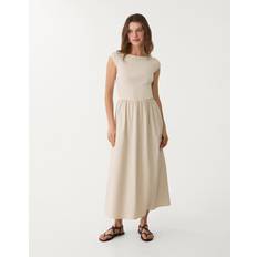 Stradivarius Contrasting Midi Dress - Stone