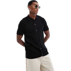 Brave Soul Knitted Short Sleeve Shirt - Black