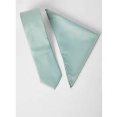 Solid Colours Ties Burton Mens Sage Textured Tie And Pocket Square - One Size