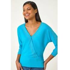 Knitted Sweaters - One Size Jumpers Roman Embellished Knit Jumper - Turqouise