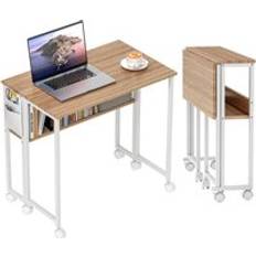 Homcom 80 cm Foldable Computer on Wheels Writing Desk