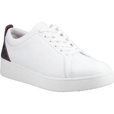 Fitflop Leather Shoes Fitflop Womens Ladies Rally Crystal Leather Trainers - White/Mauve/Wine