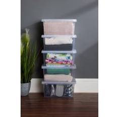 Wham Crystal 5 x 17L Stackable Plastic Boxes with Lids Clear Storage Box