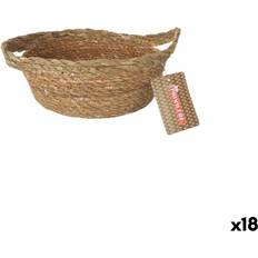 Mångsidig Brun Vevad Förvaringskorg Ø 17 x 7 cm Set