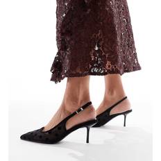 Glamorous Wide Fit Prickiga Pumps Mesh Med Hälrem - Svart