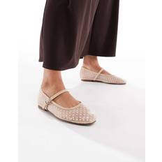Glamorous Ballerina Flats In Mesh - Beige Polkadot