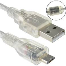 Kenable 1m Clear USB 2.0 24AWG A To Micro B Data And Charging Cable Gold With Ferrite