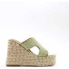 River Island Womens Stitch Detail Cut Out Wedge Sandals - Green