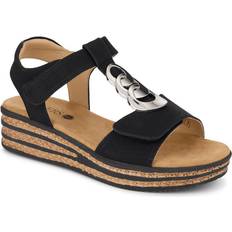 Pavers Wide-Fit Dual-Touch-Fasten Sandals - Black