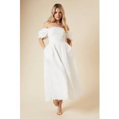 Dorothy Perkins Womens DP Luxe Seersucker Square Neck Midi Dress - Ivory