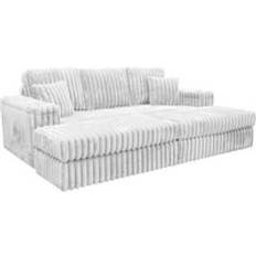 Sofa Set Sofas Luxury Life Giovanni 3 Seater Cinema Fabric Chunky Cord with Footstool Ivory One Size Sofa 3 Seater