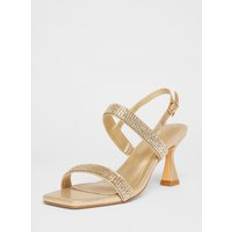 Quiz Gold Wide Fit Diamante Strappy Heels - Metallics