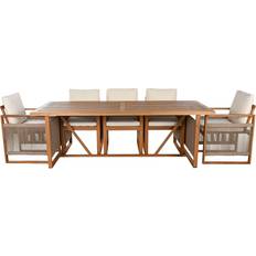 Home ESPRIT Brown Rope Eucalyptus Wood Table Set 230 x 100 x 75 cm