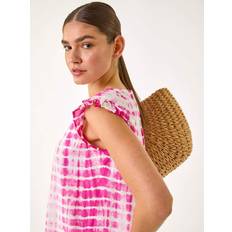 Batik Bluser Roman Pleated Tie Dye Frill Top - Cerise