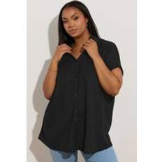 Black - Women Shirts Yours Textured Boxy Shirt - Black