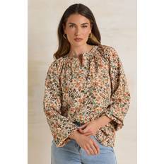 Long Sleeves Blouses LTS Tall Floral Button Blouse - Natural
