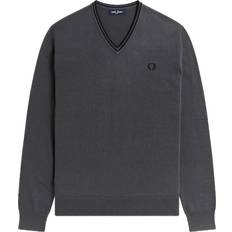 Fred Perry Black Jumpers Fred Perry Twin Tipped V-Neck Gunmetal - Grey