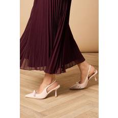 Oasis Manuela Faux Patent Bow Detail High Stiletto Heel Court Shoes - Beige
