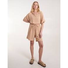 Beige - Women Shorts Blue Vanilla Womens Drawstring Shorts - Beige