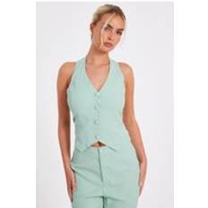 Green - Women Vests Quiz Womens Mint Woven Waistcoat - Green