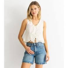 Women Vests Gini London Women's Broderie Waistcoat - White