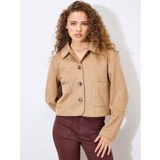 Velvet - Women Outerwear Apricot Cropped Jacket - Cream