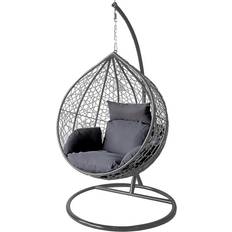 Alivio Large Rattan Hanging Egg Chair 203 x 118 cm Grey