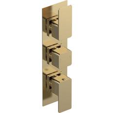 Plumbing Nuie Windon Brushed Brass Triple Thermostatic Valve 280 x 80 x 135 mm