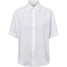 Plisseret Skjorter Gant Dame Relaxed Fit Hørskjorte Med Korte Ærmer - 44