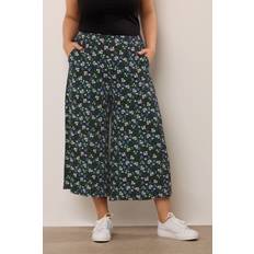 Florals Clothing Yours Floral Print Midaxi Culottes - Black