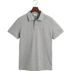Gant Gråa Pikétröjor Gant Reg Tonal Shield Ss Polo - Grå