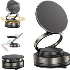 2025 Magnetic Vacuum Suction Cup Car Mount Phone Holder Black