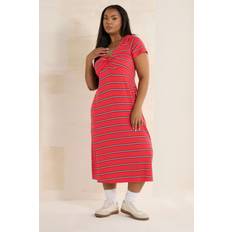 Stripes - Women Dresses Stripe Twist Front Midi Dress - Red