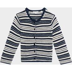Blåa Koftor Vince Textured Stripe Cardigan - Navyoff White