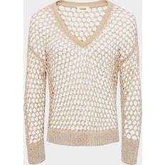 Sequins Jumpers L'agence Nashwa Embellished V-Neck Sweater - Natural