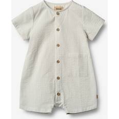 Økologisk bomuld Playsuits Børnetøj Wheat Kortærmet Sommerdragt Frederik - Blue Summer Stripe