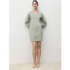 Green Nightgowns Mango Cotton V-Neck Nightgown Woman - Aqua Green