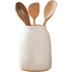 Dunelm Amalfi Stoneware Pot - White Utensil Holder