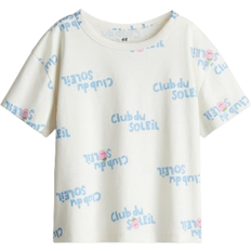 Flickor T-shirts Barnkläder H&M Girls Printed Jersey Top - White