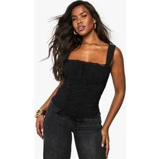 Boohoo Women Corsets boohoo Womens Bengaline Lace Up Trim Detail Corset - Black