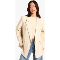 Boohoo Blazers boohoo Womens Tall Linen Look Cinched Waist Blazer - Ecru