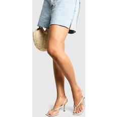 Natural - Stiletto Heels & Pumps boohoo Womens Linen Toe Post Slingback Stiletto Heels - Beige