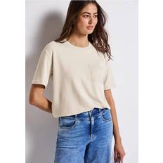 Street One Frauen T-Shirt mit Brusttasche - Beige