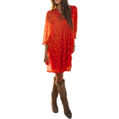 Freeman T. Porter Juna Blurred Flowers Women's Dress - Rouge