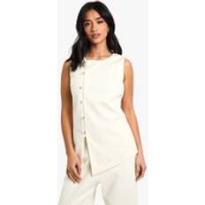 Cotton Vests boohoo Womens Petite Cord Waistcoat - White