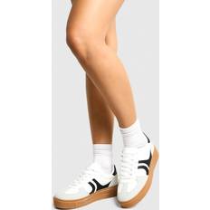 White Trainers boohoo Womens Contrast Stripe Platform Trainers - White