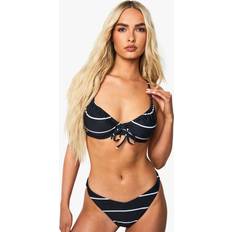 Stripes Bikini Bottoms boohoo Womens Stripe V Front Brief - Black