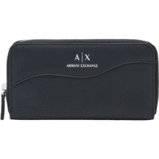 Armani Exchange Zip Around Wallet With Shaped Stitching - Black