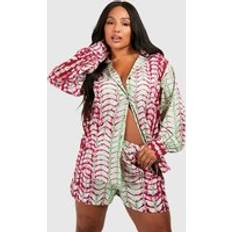 Tie Dye Shirts boohoo Womens Plus Tie Dye Oversized Shirt - Pink